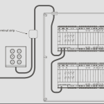 Diagram of cbus wiring with multiple switches terminated outside the switchboard and two dimmer units inside the switch board connected by a cbus networking cable.